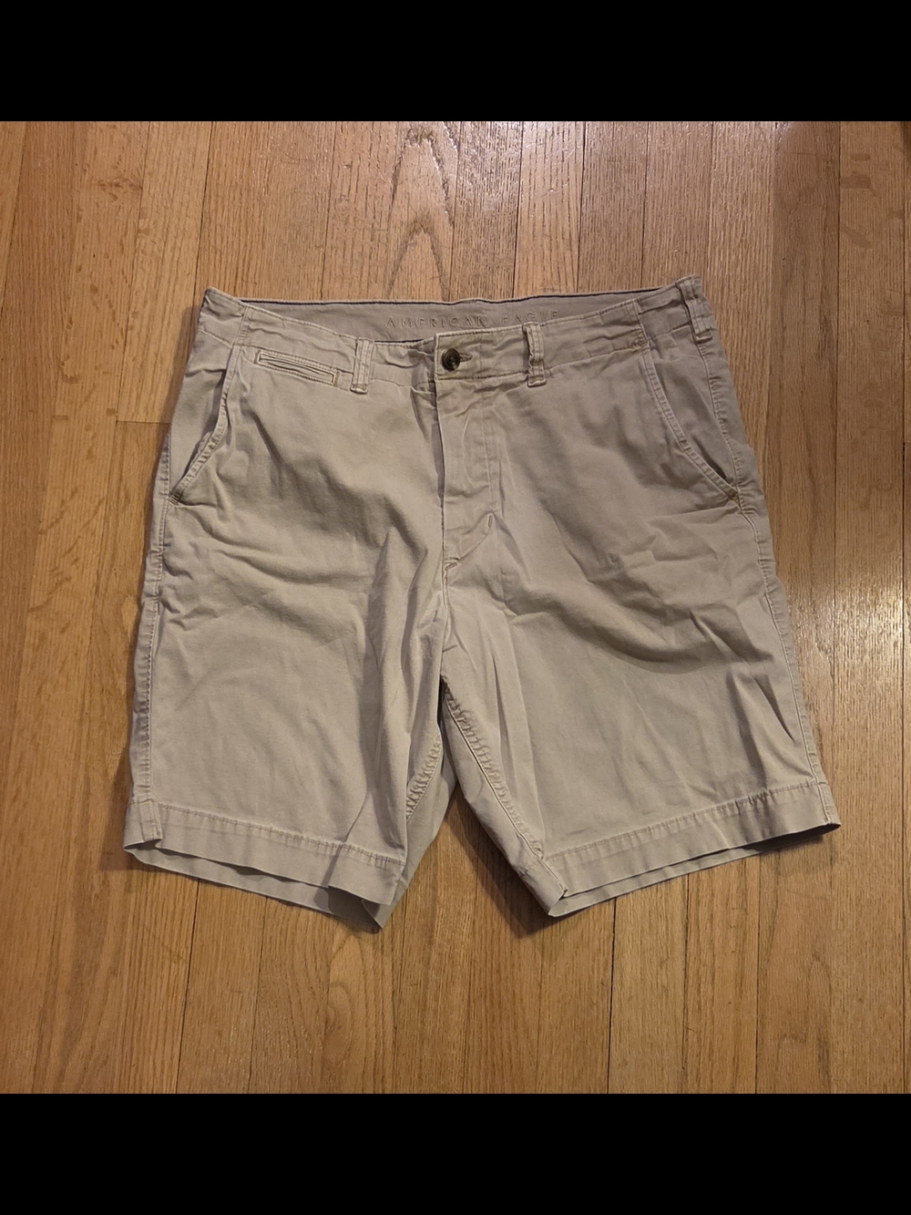 American Eagle Outfitters Light Beige Flat-Front Casual Shorts